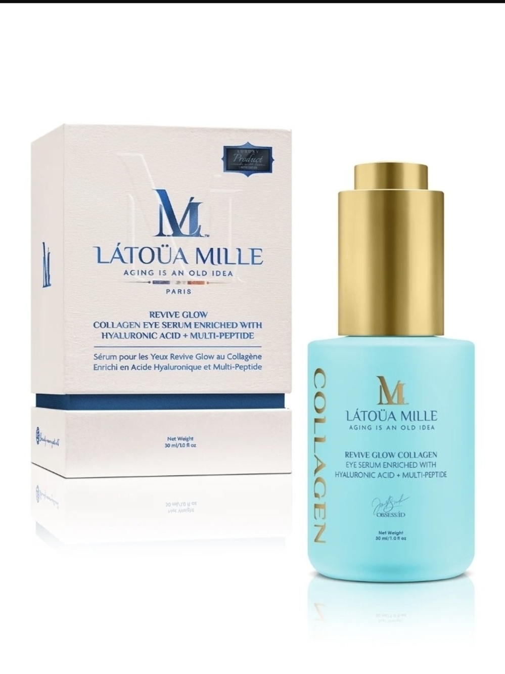 NIB LÁTOÜA MILLE Revive Glow Smoothing Eye Serum Collagen Peptides- MSRP $550